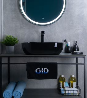 Раковина Gid BL1302 53347 накладная черная глянцевая 50x40x14